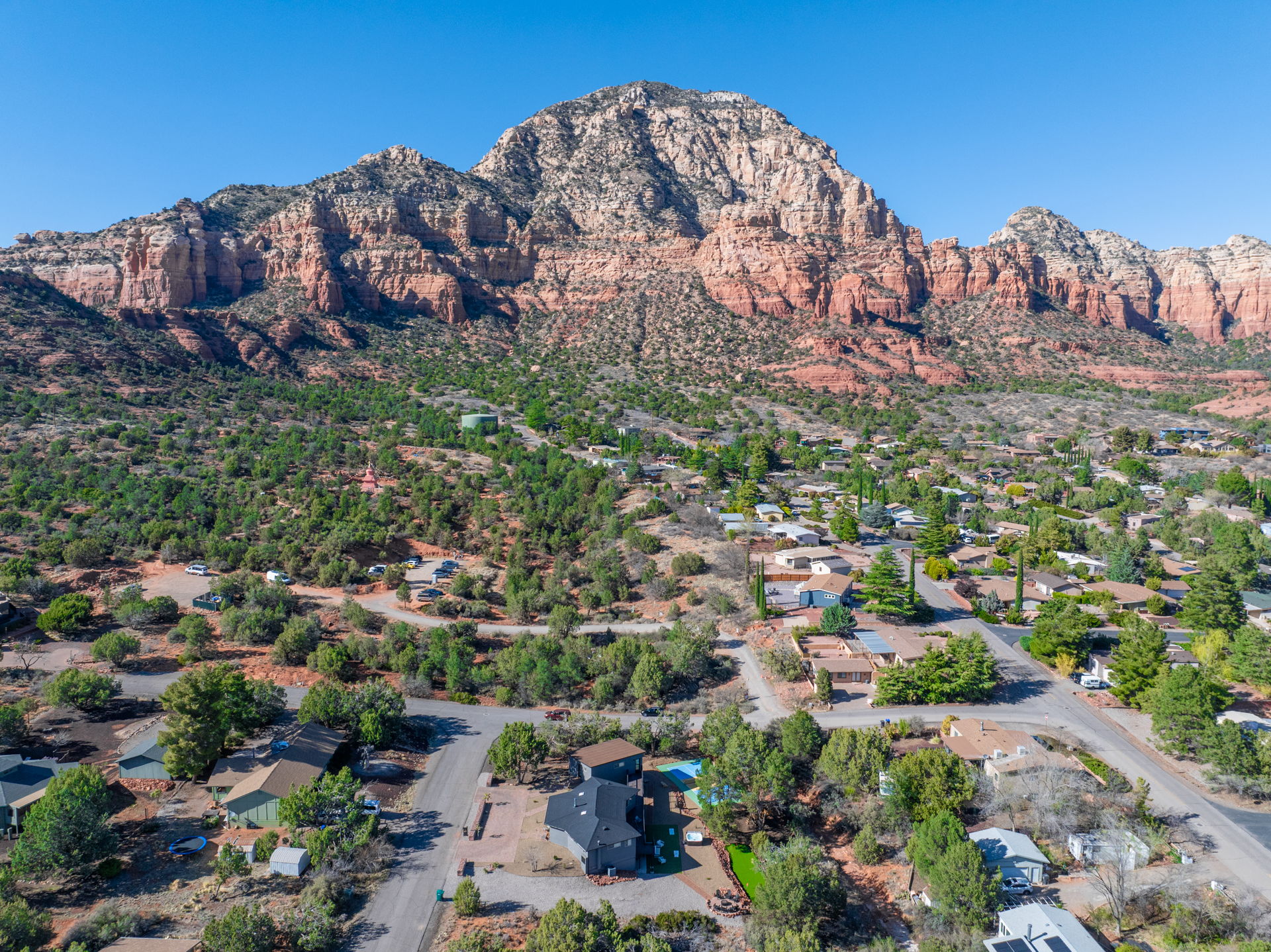 View of Sedona's red rocks taken during Spring season.
