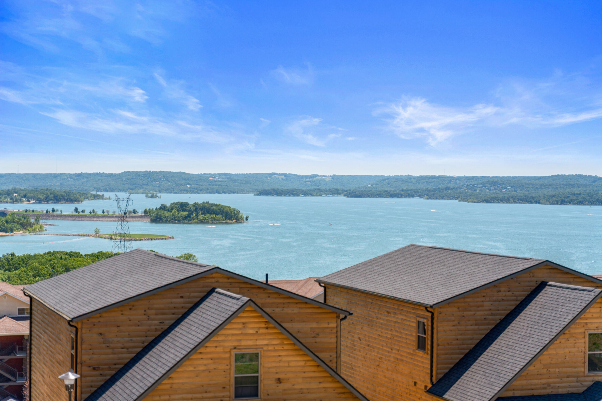 Breathtaking lake views from a premier Branson vacation rental community on a clear summer day.