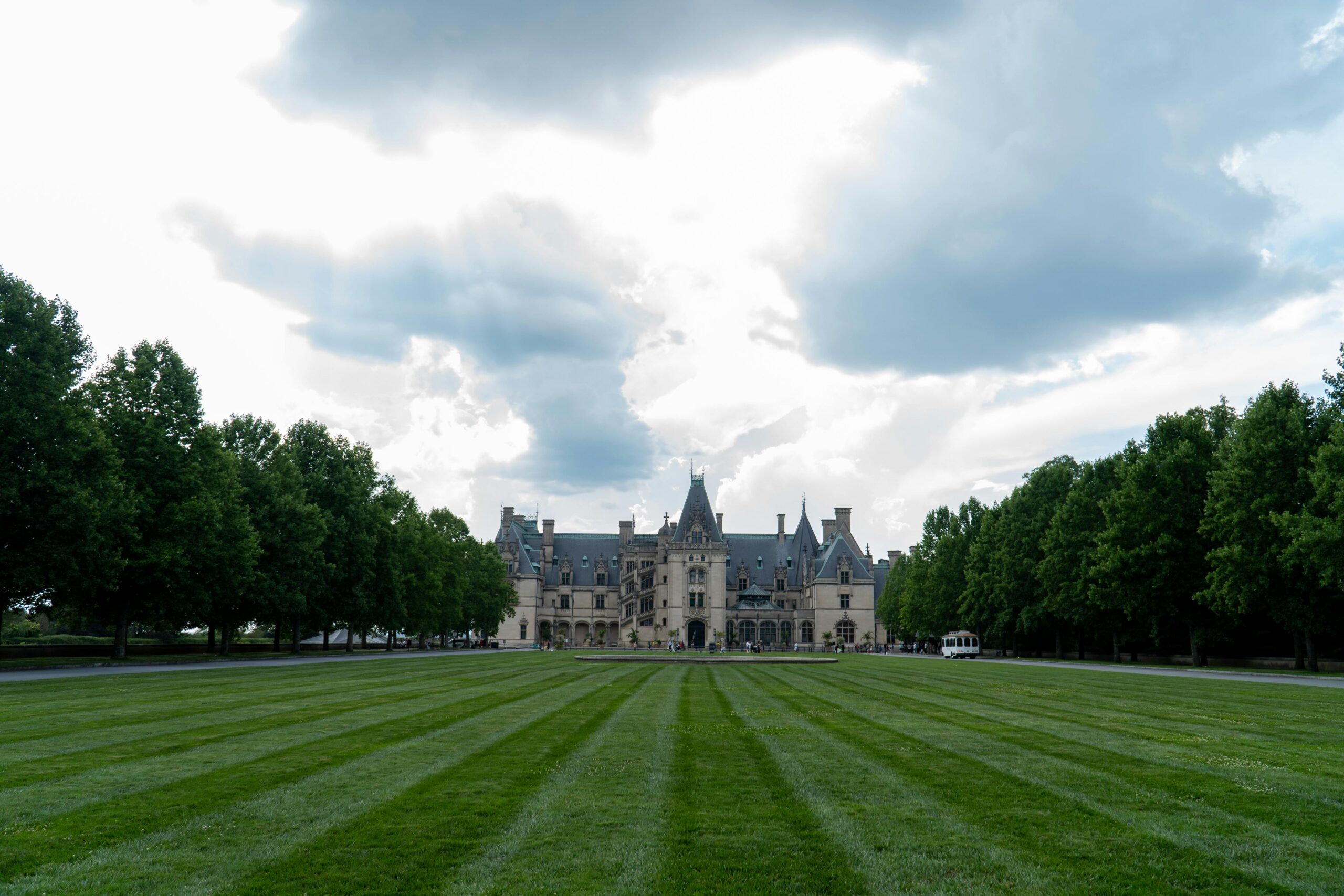 Facade of the Biltmore Estate and a view of its skyline