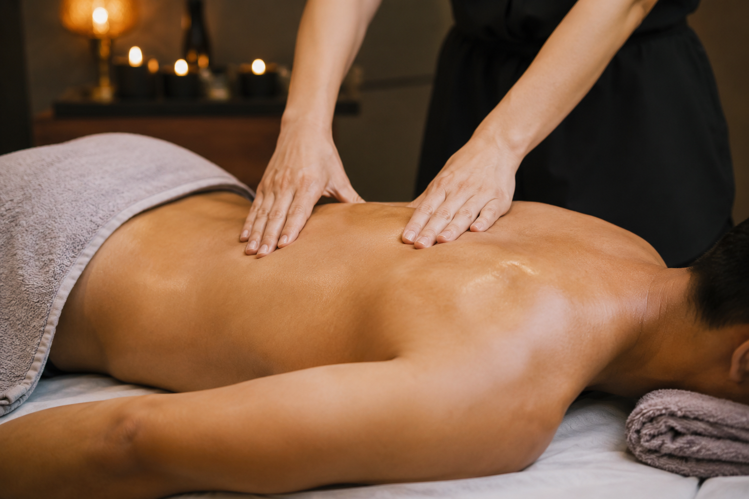 Photo of a person undergoing a massage session in a spa in Asheville