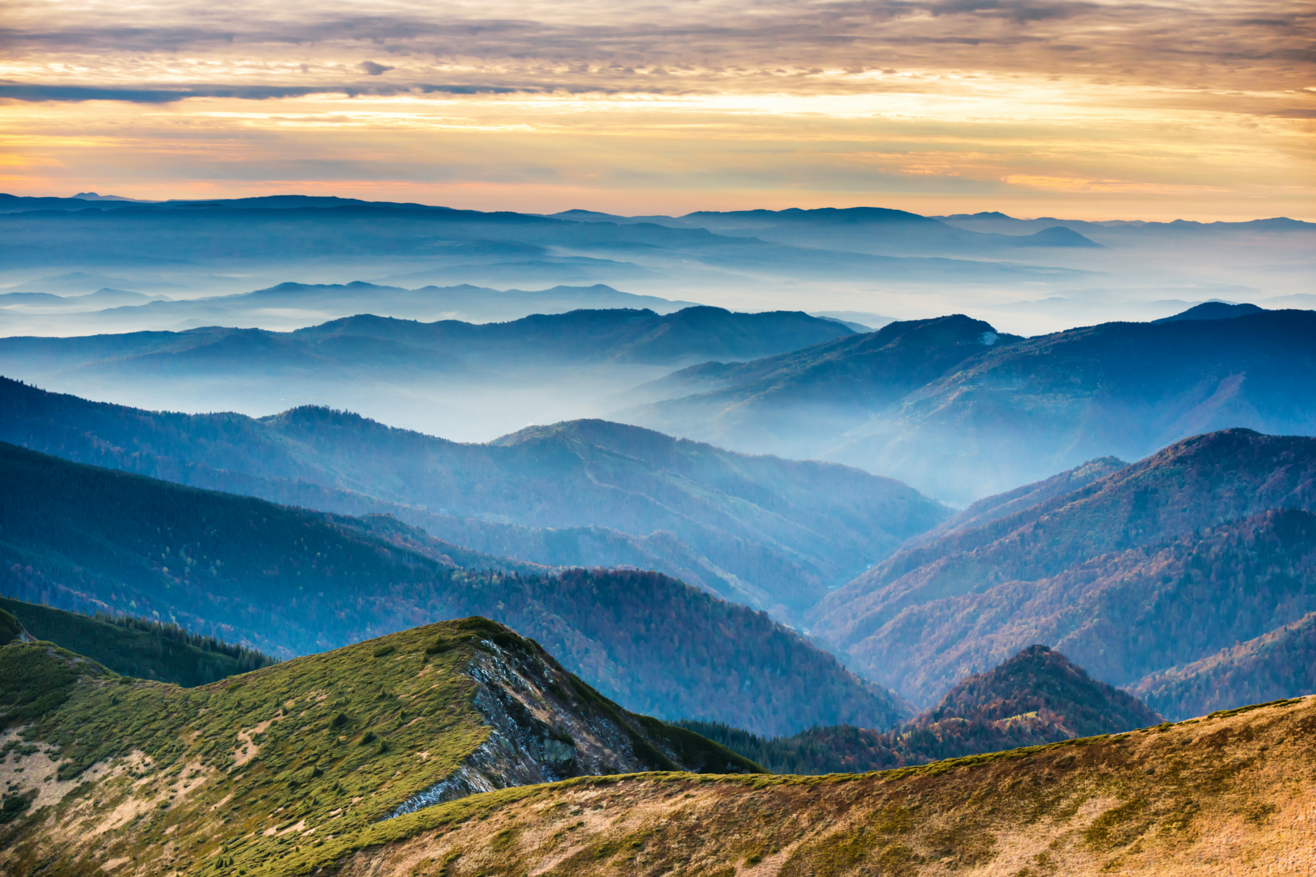 Blue Ridge Mountains during dawn.